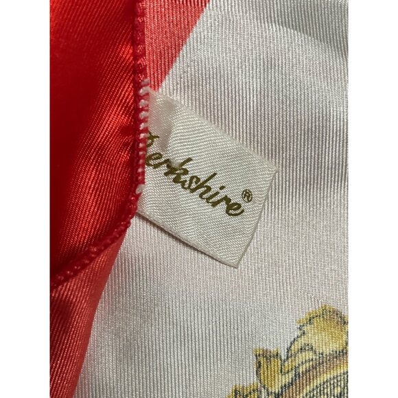 Vintage 1980s Berkshire Red & Gold Baroque Scarf – Made in Korea – 34" Square Po - Picture 6 of 6